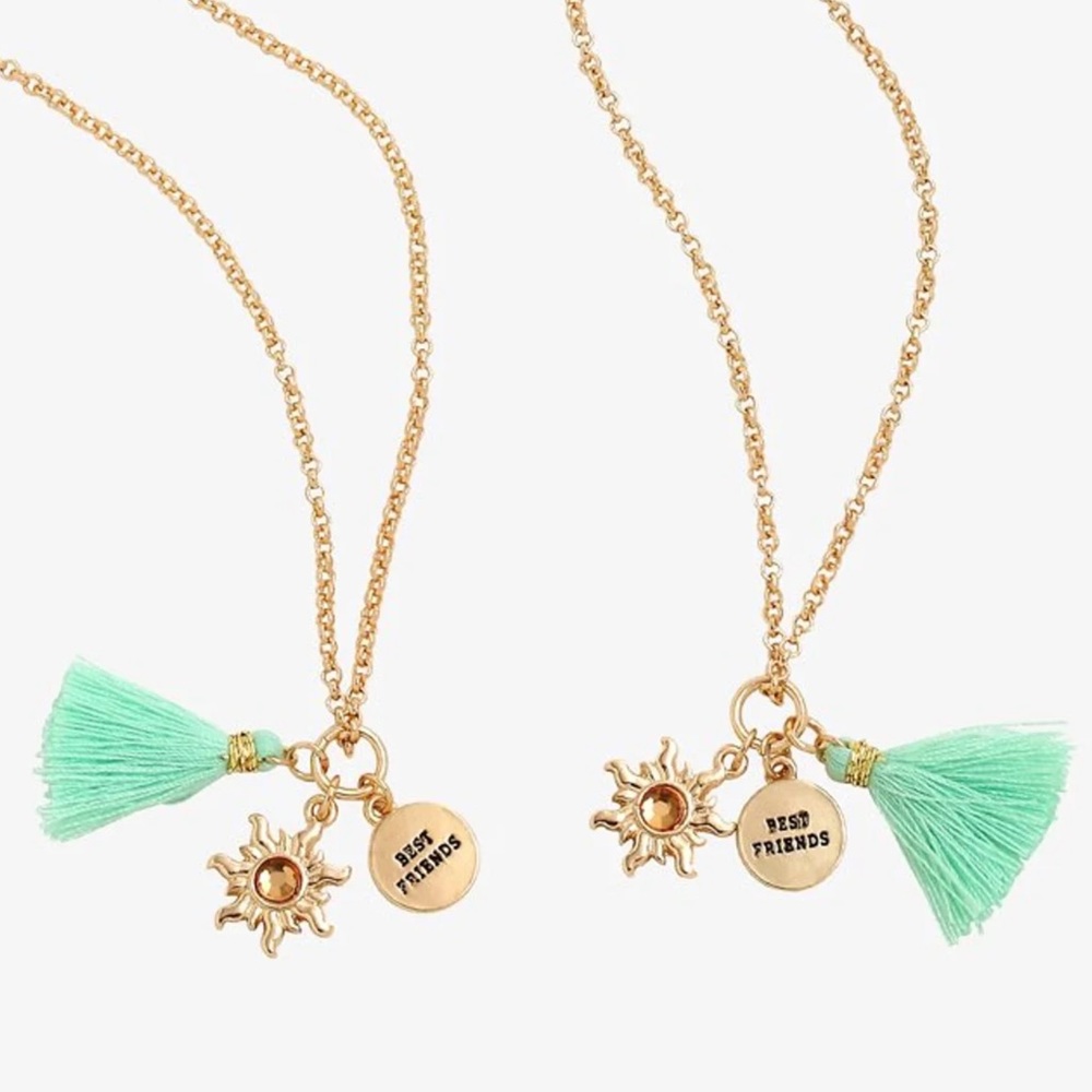 Disney Tangled Sun Tassel Best Friend Necklace Set